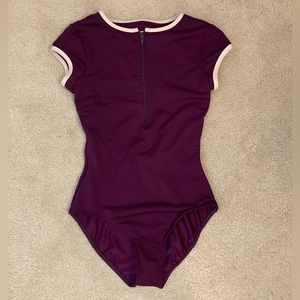 Mariia Crown Women’s Capped Sleeve Zip Front Leotard